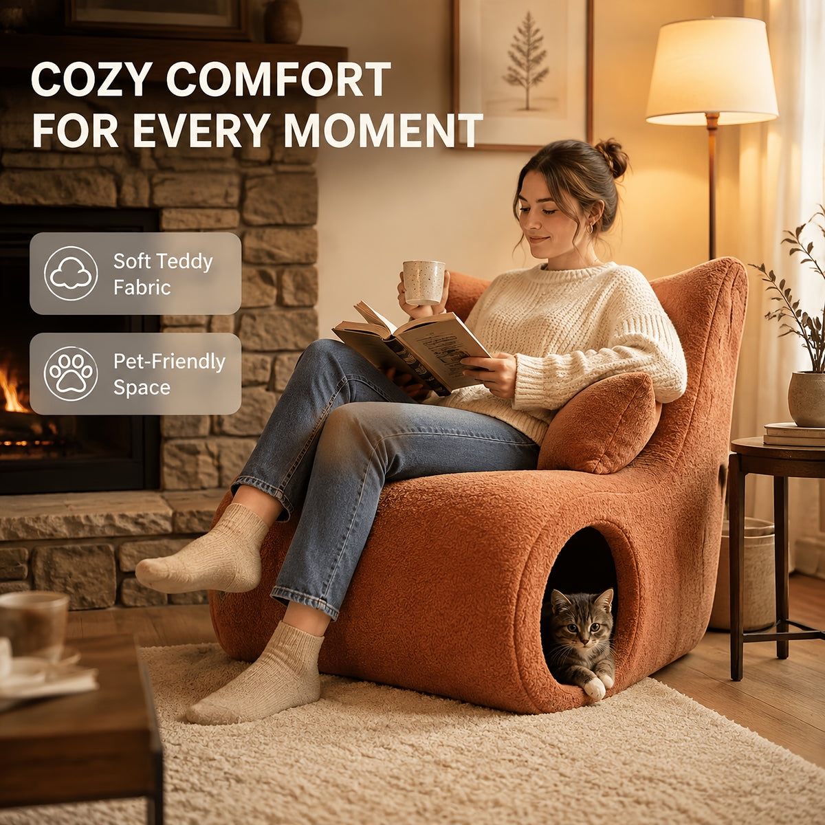 pet friendly teddy lounge chair human pet shared single sofa - Temu