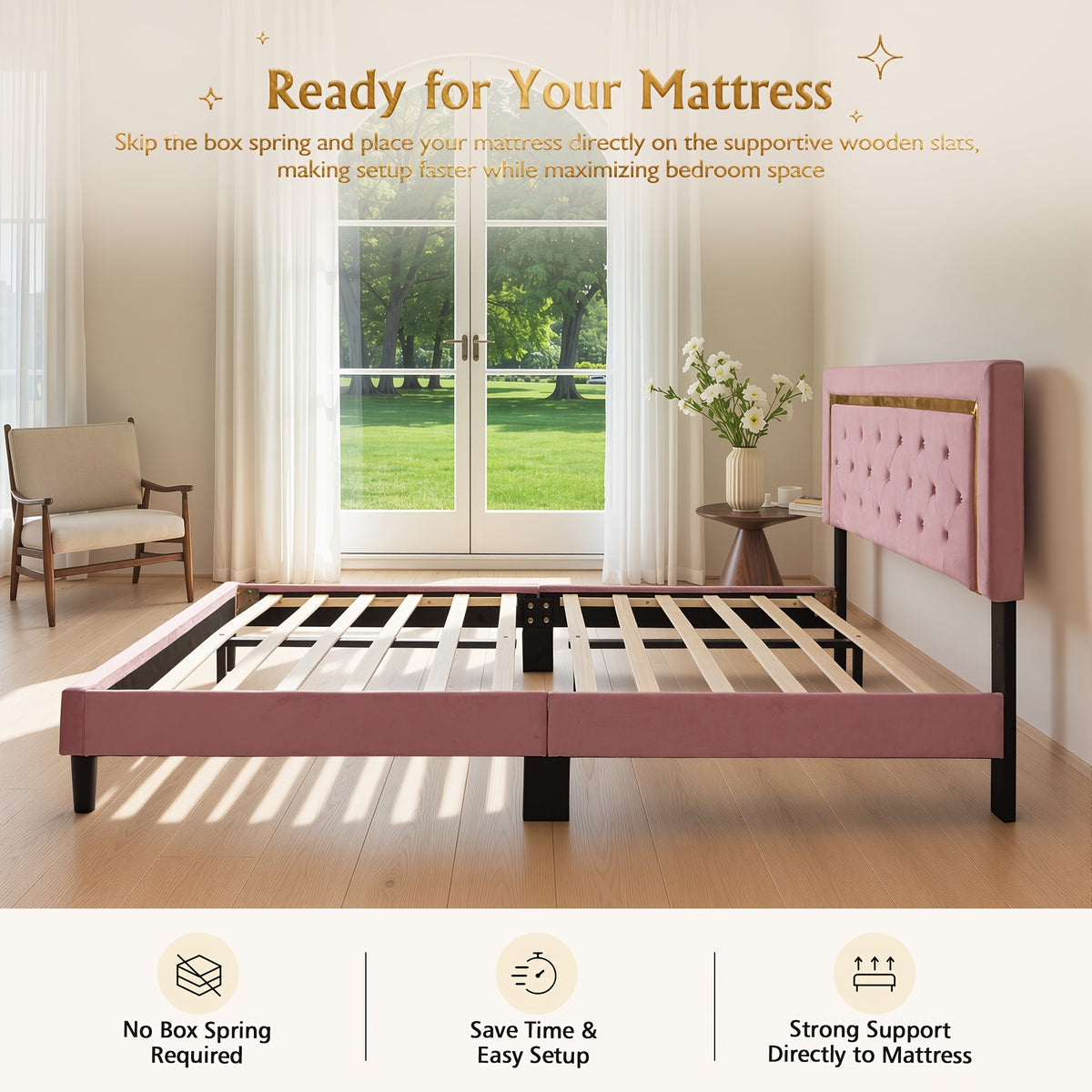 flannel upholstered platform bed frame integrated headboard - Temu