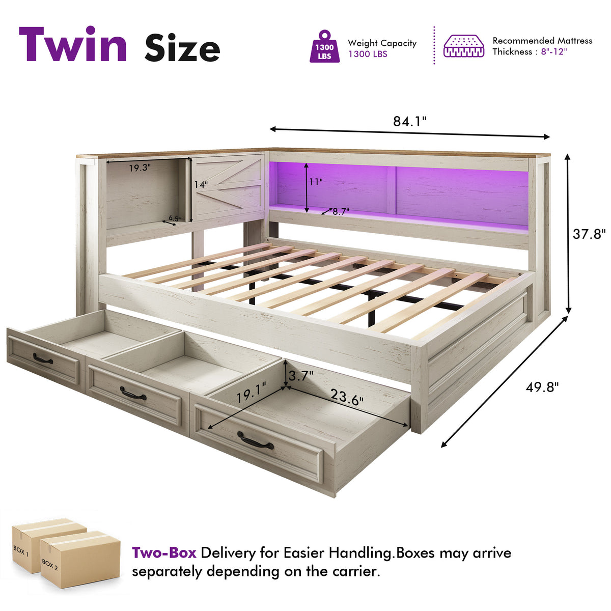 storage corner bed frame bookcase headboard led - Temu