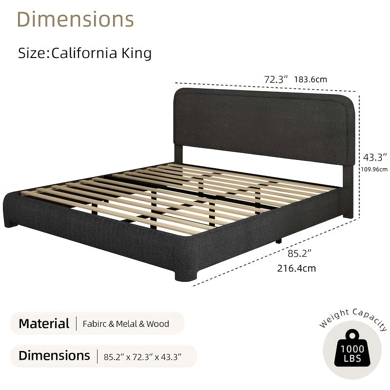 boucle upholstered california king bed frame soft - Temu
