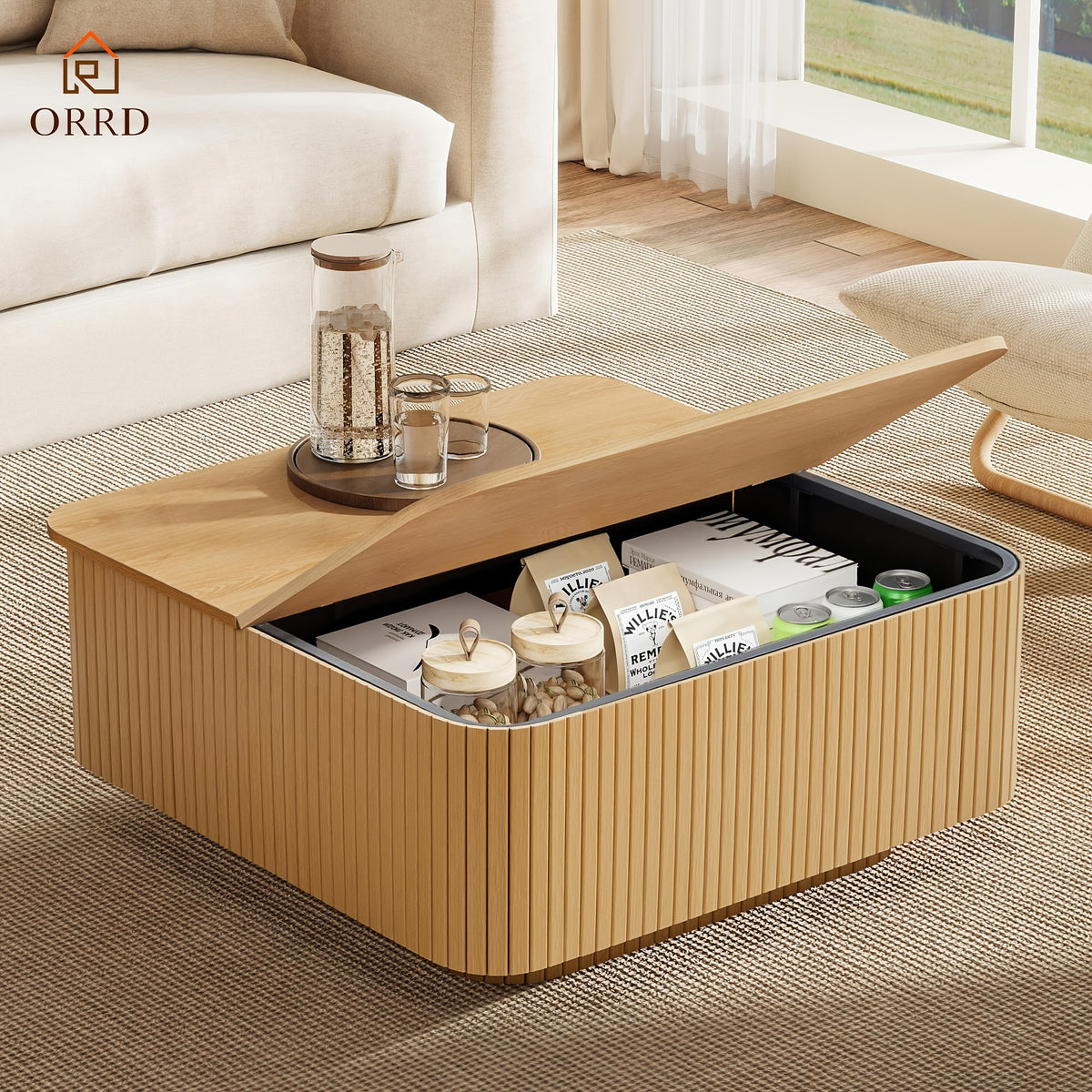 31   coffee table fluted floating base   - Temu