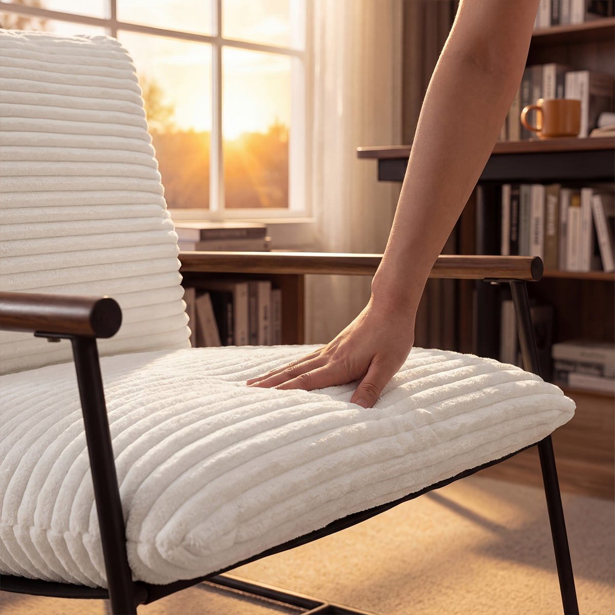 29 5in iron armchair padded cushion heavy duty metal accent - Temu