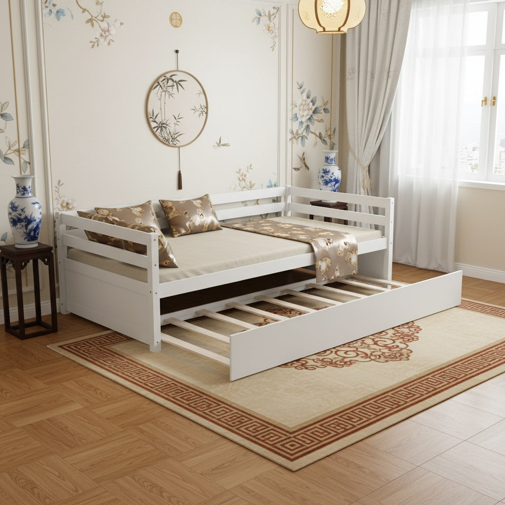 daybed trundle in wood twin size frame featuring pull - Temu