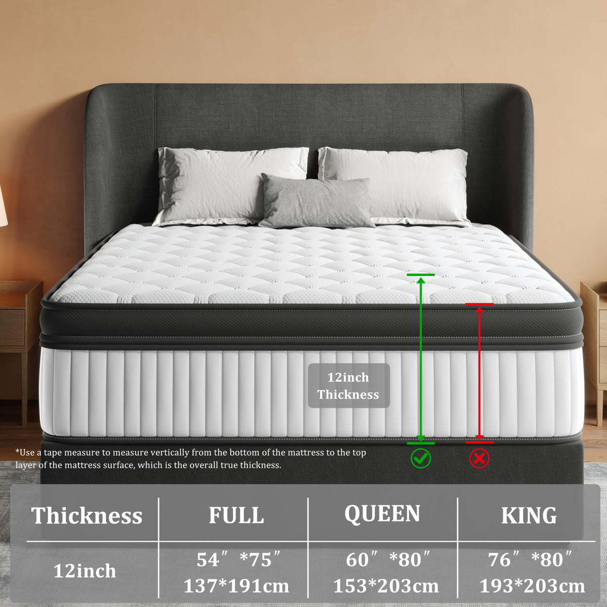 12 inch full filled mattress queen king size full size - Temu