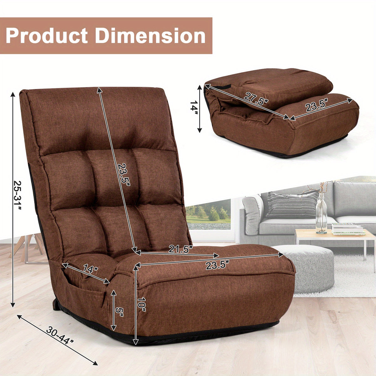 4 position adjustable folding floor chair padded - Temu