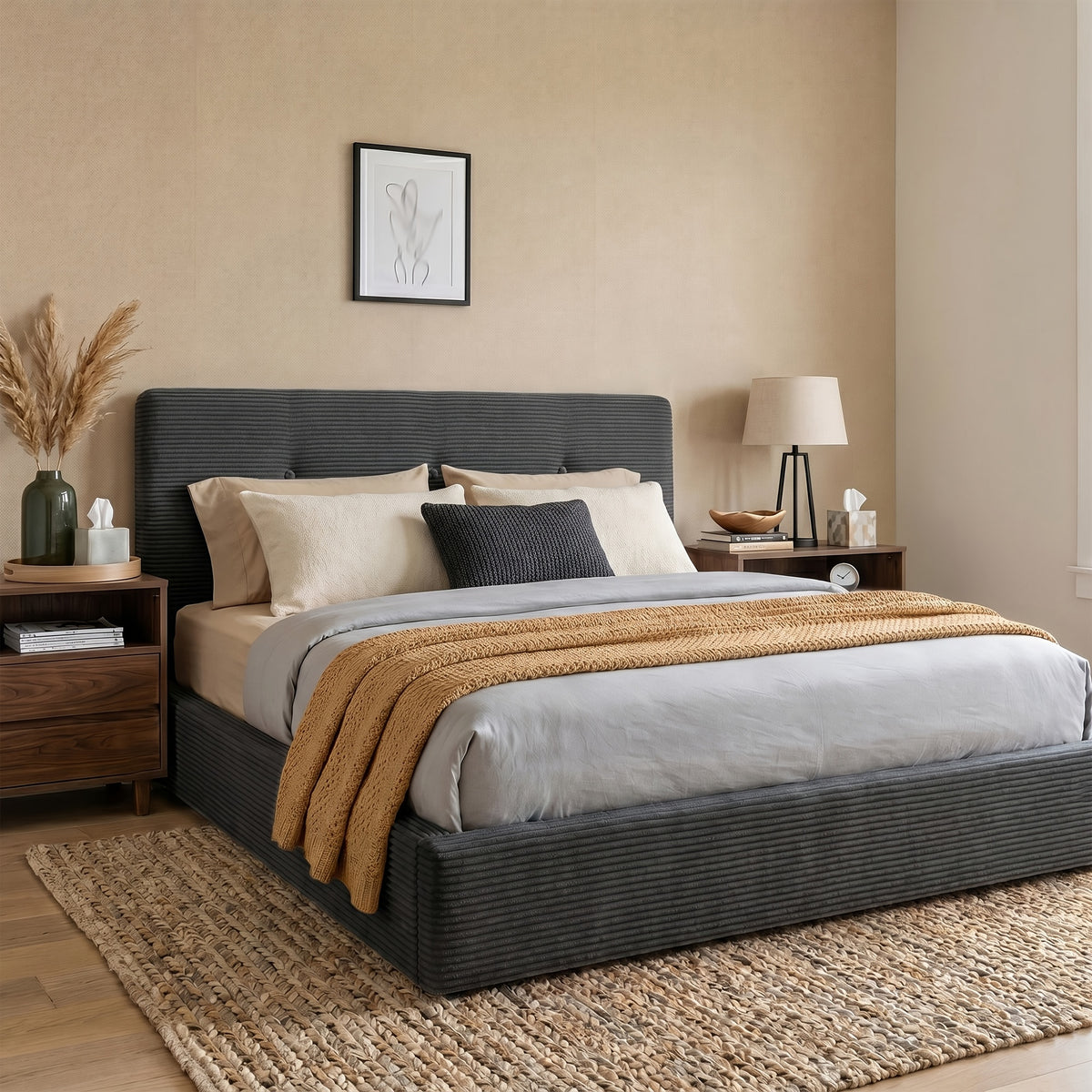 cloud bed frame adjustable headboard upholstered soft king - Temu