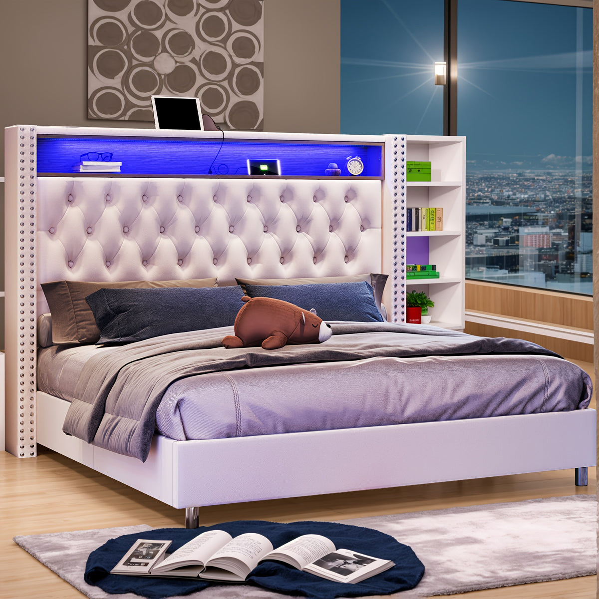 bed frame 53 6 inch tall headboard led lights - Temu