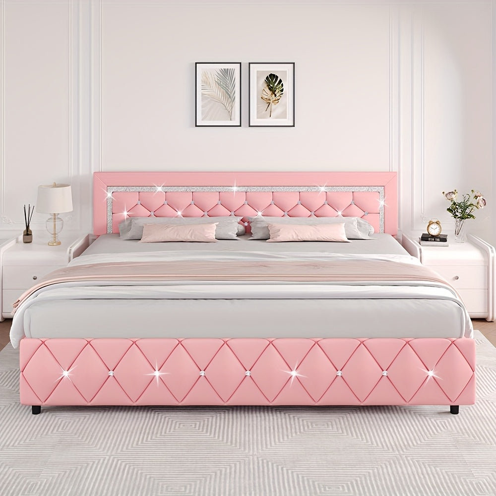 twin full queen king bed frame padded platform bed - Temu