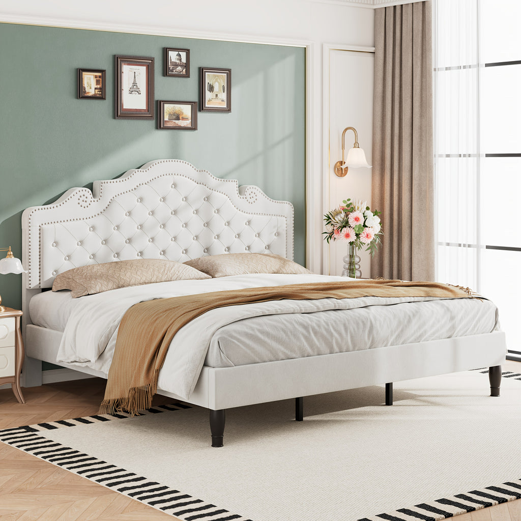 full queen king bed frame velvet adjustable tiara - Temu