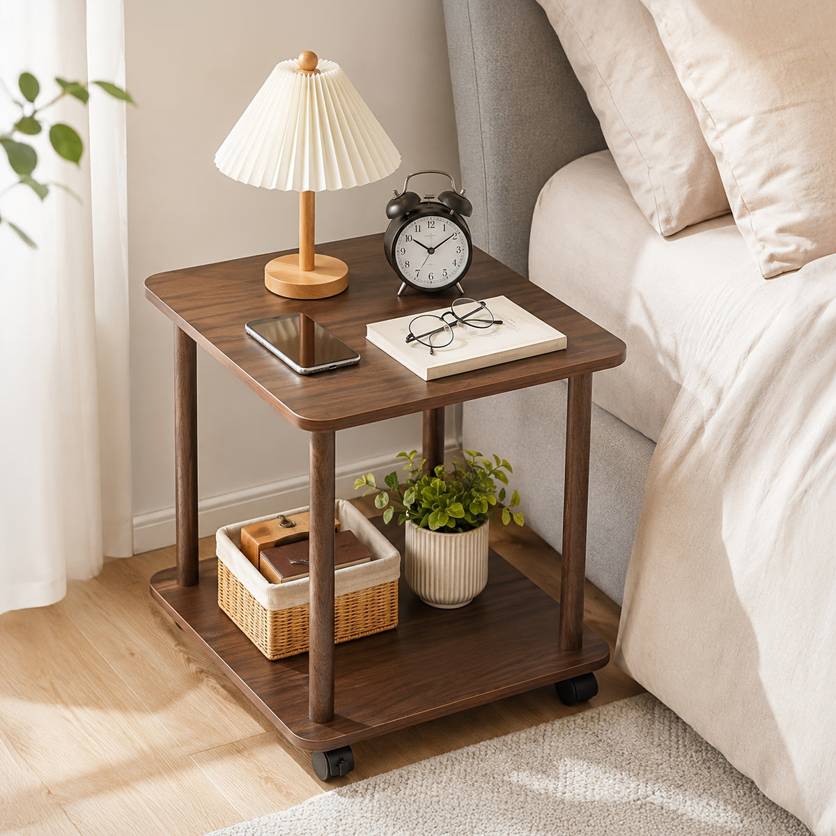 side table end table 2 tier storage shelf   legs - Temu
