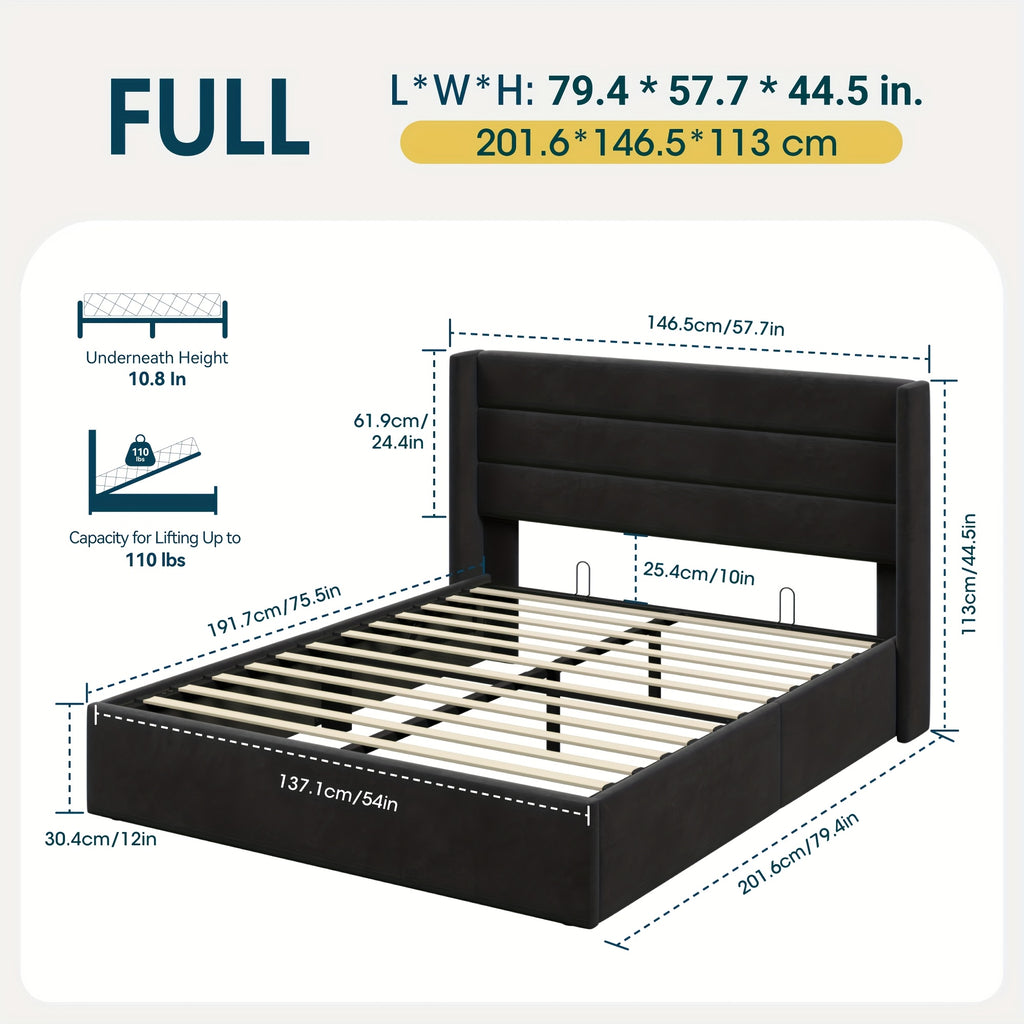 lift storage bed modern wingback upholstered - Temu