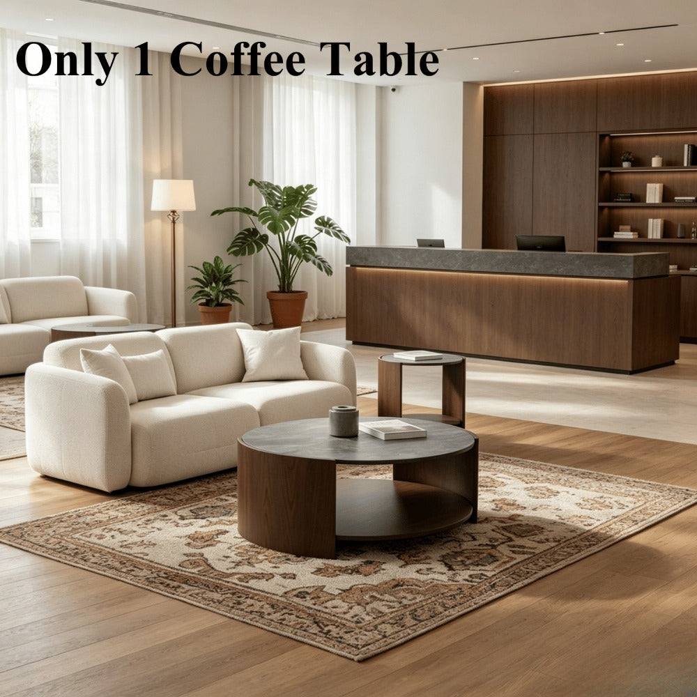 1pc modern round coffee table curved grey tabletop storage - Temu