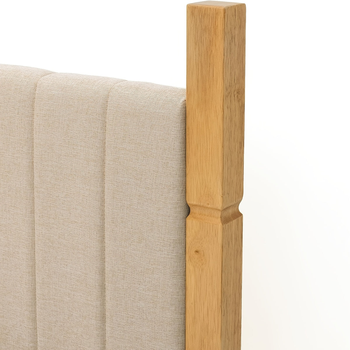 modern solid wood bed frame a vertical striped headboard - Temu