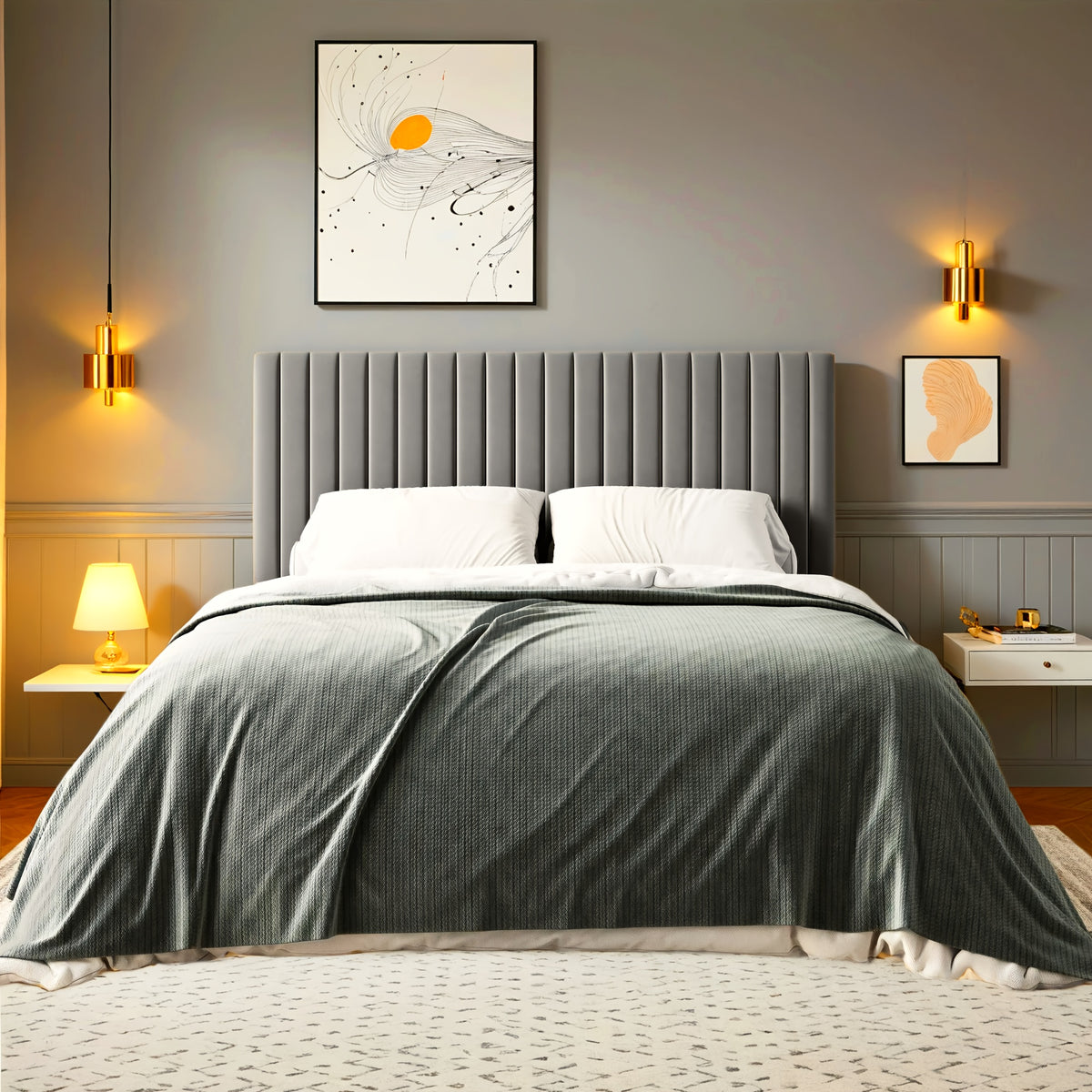 velvet upholstered bed frame adjustable headboard - Temu