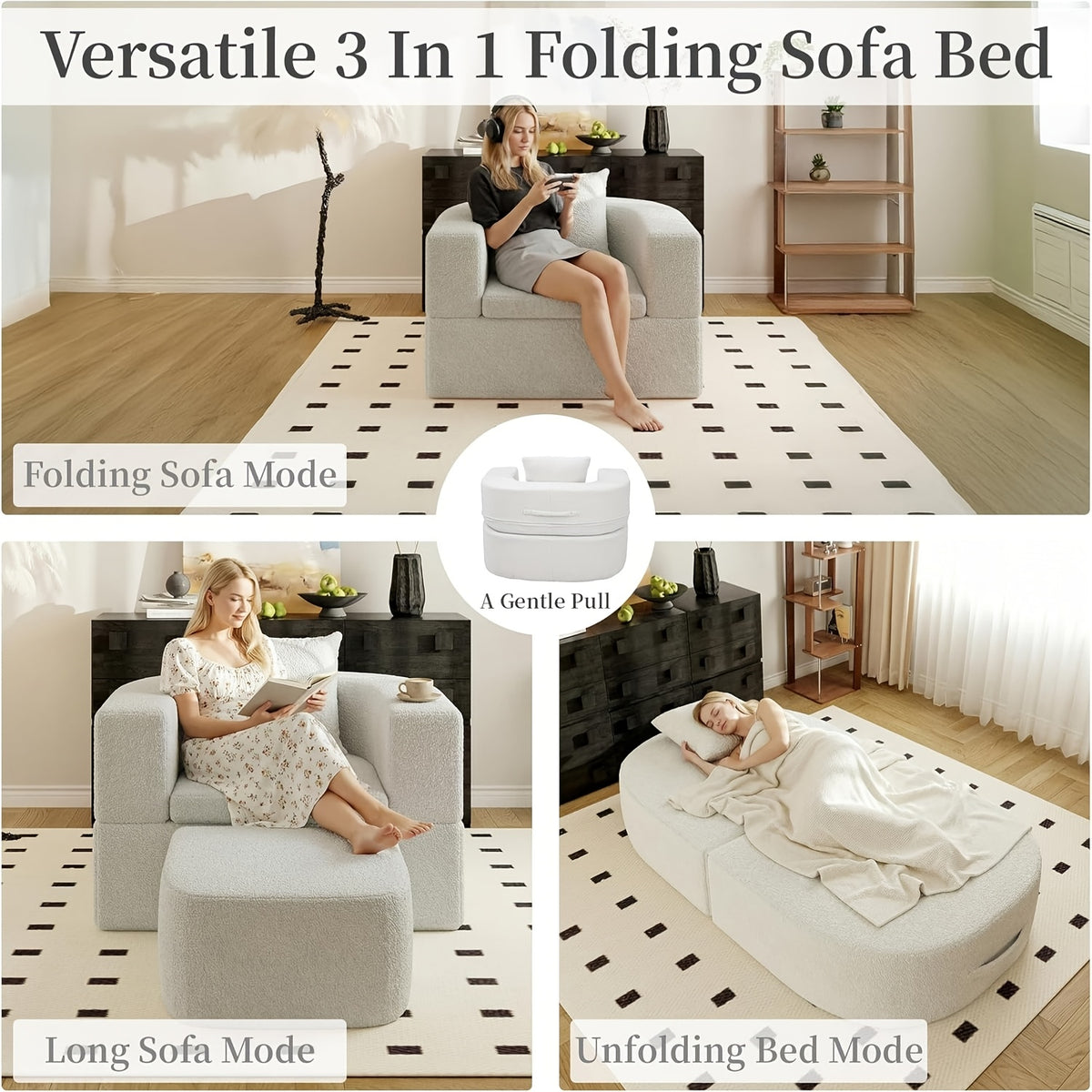 2 in 1 indoor lounge chair modern fashionable sofa bed - Temu