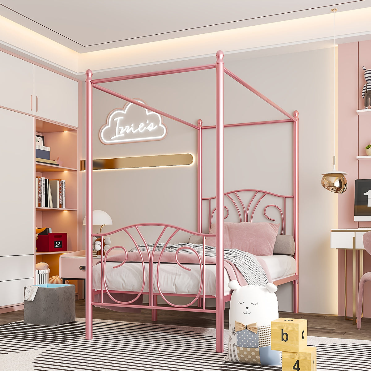 1 set   metal twin size canopy bed frame footboard - Temu