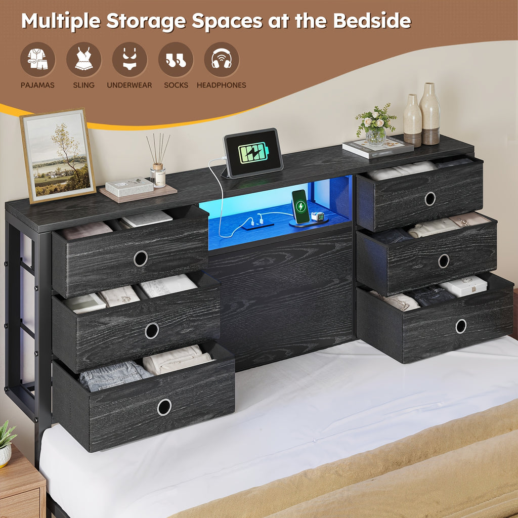 king queen full size storage bed frame 8 9 drawers headboard - Temu