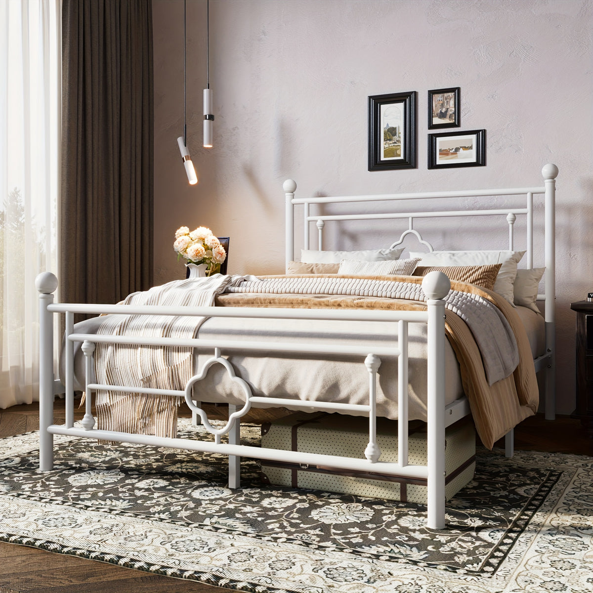 modern metal platform bed frame   art - Temu