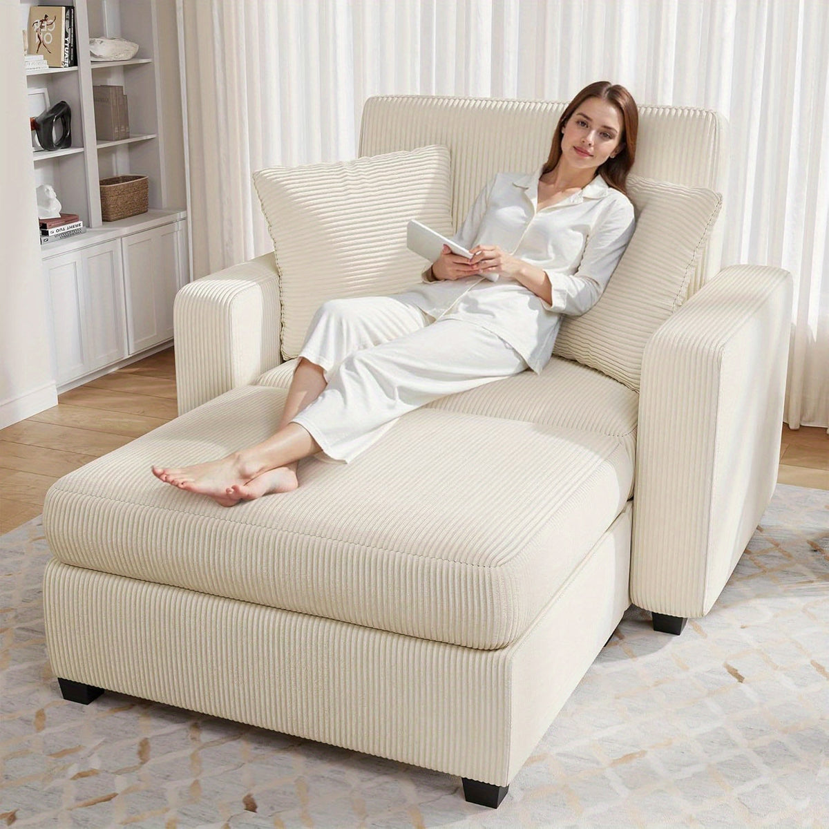42 oversized chaise lounge chair indoor corduroy upholstered - Temu