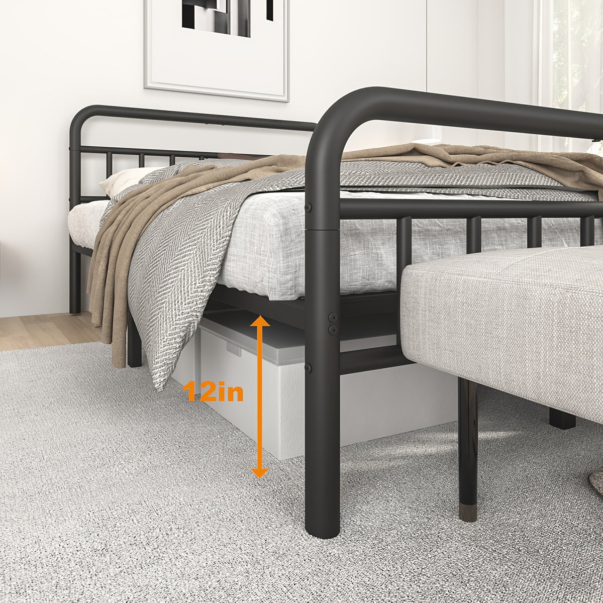 14 metal bed frames   spring needed platform bed noise - Temu