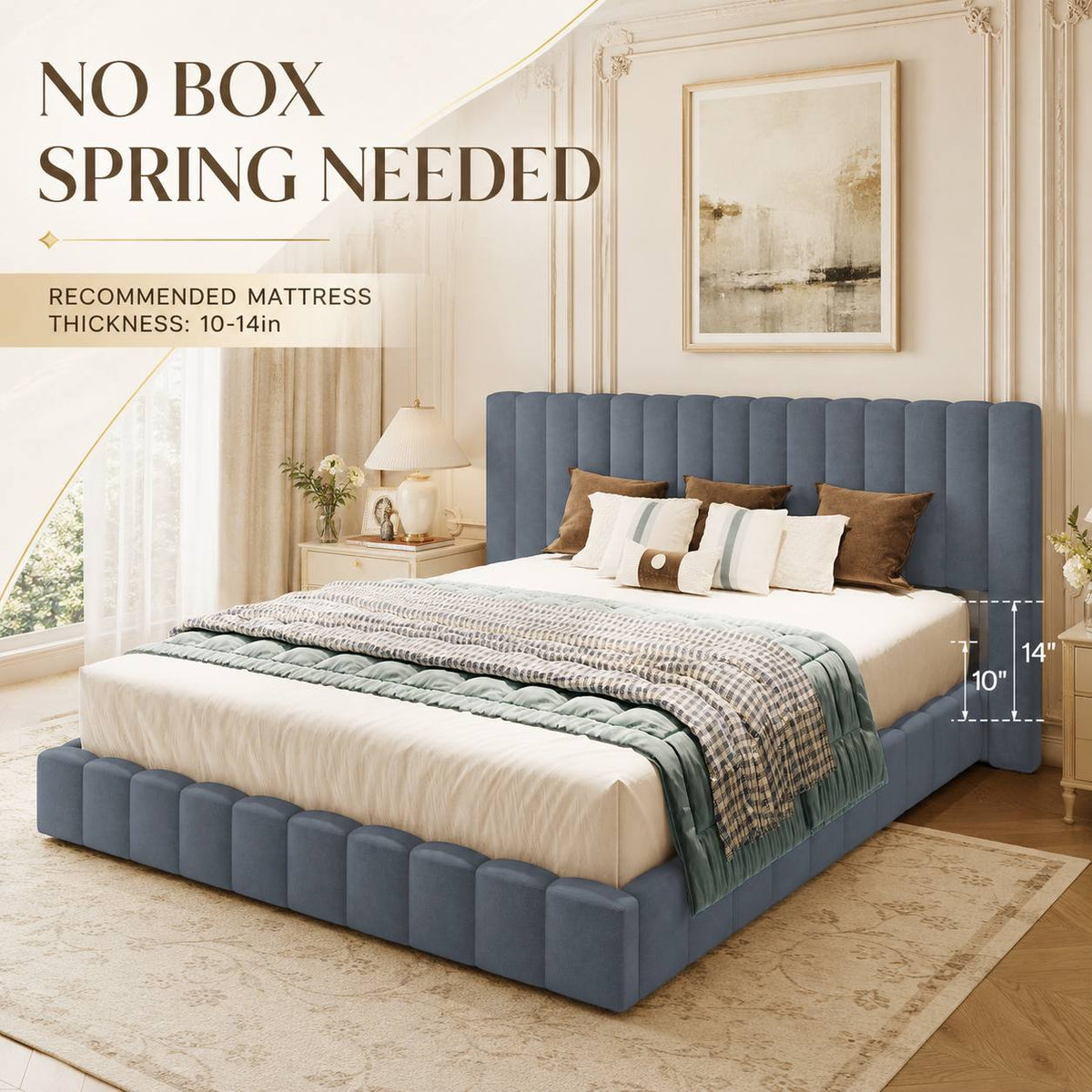 modern upholstered bed frame ambient led lighting - Temu