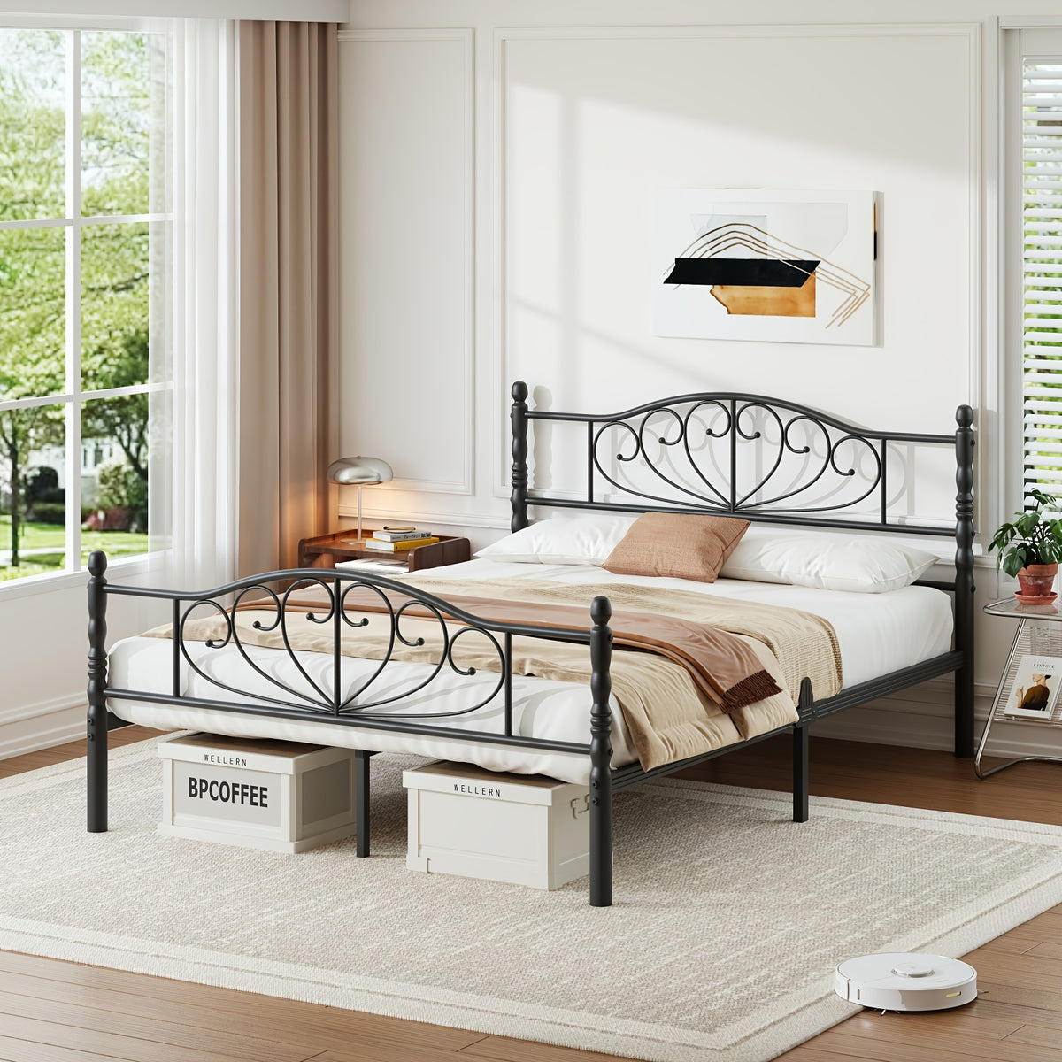 12 inch metal platform bed frame victorian style headboard - Temu
