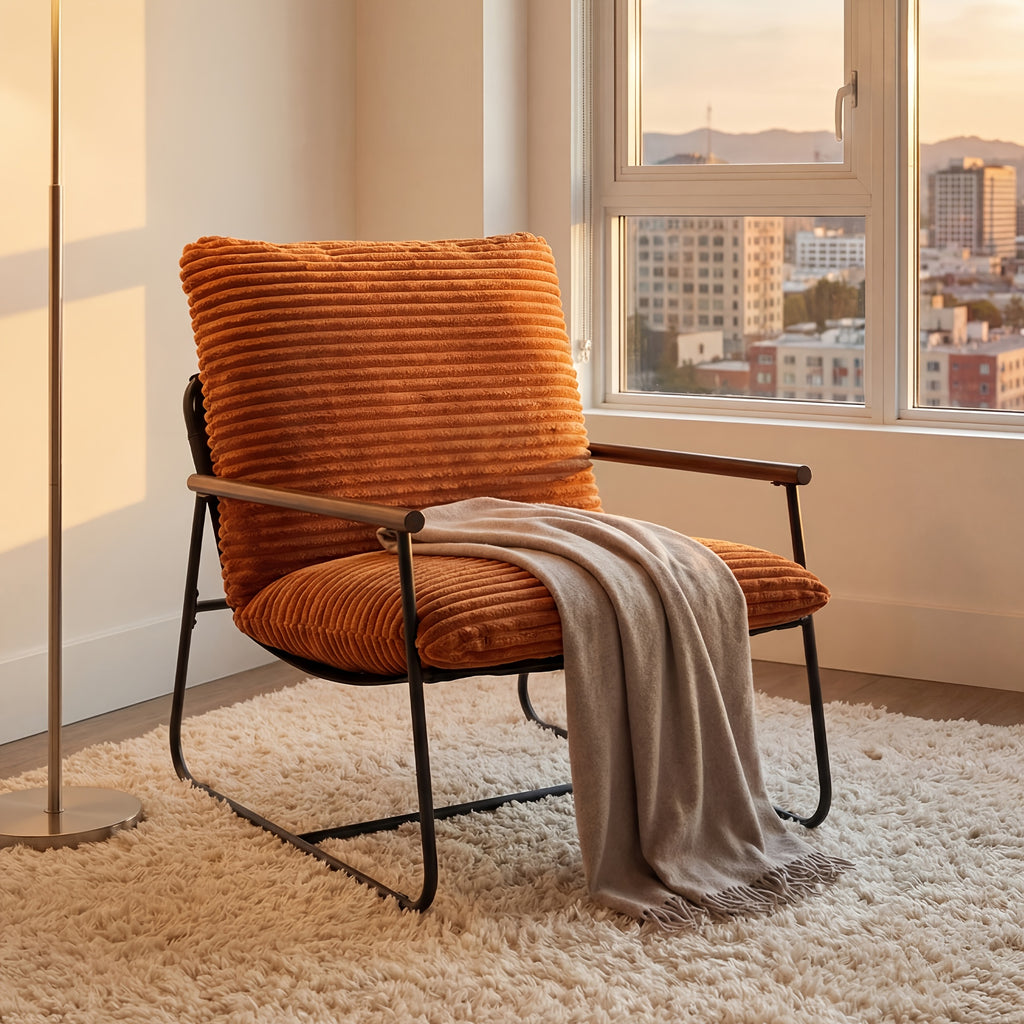 29 5in iron armchair padded cushion heavy duty metal accent - Temu