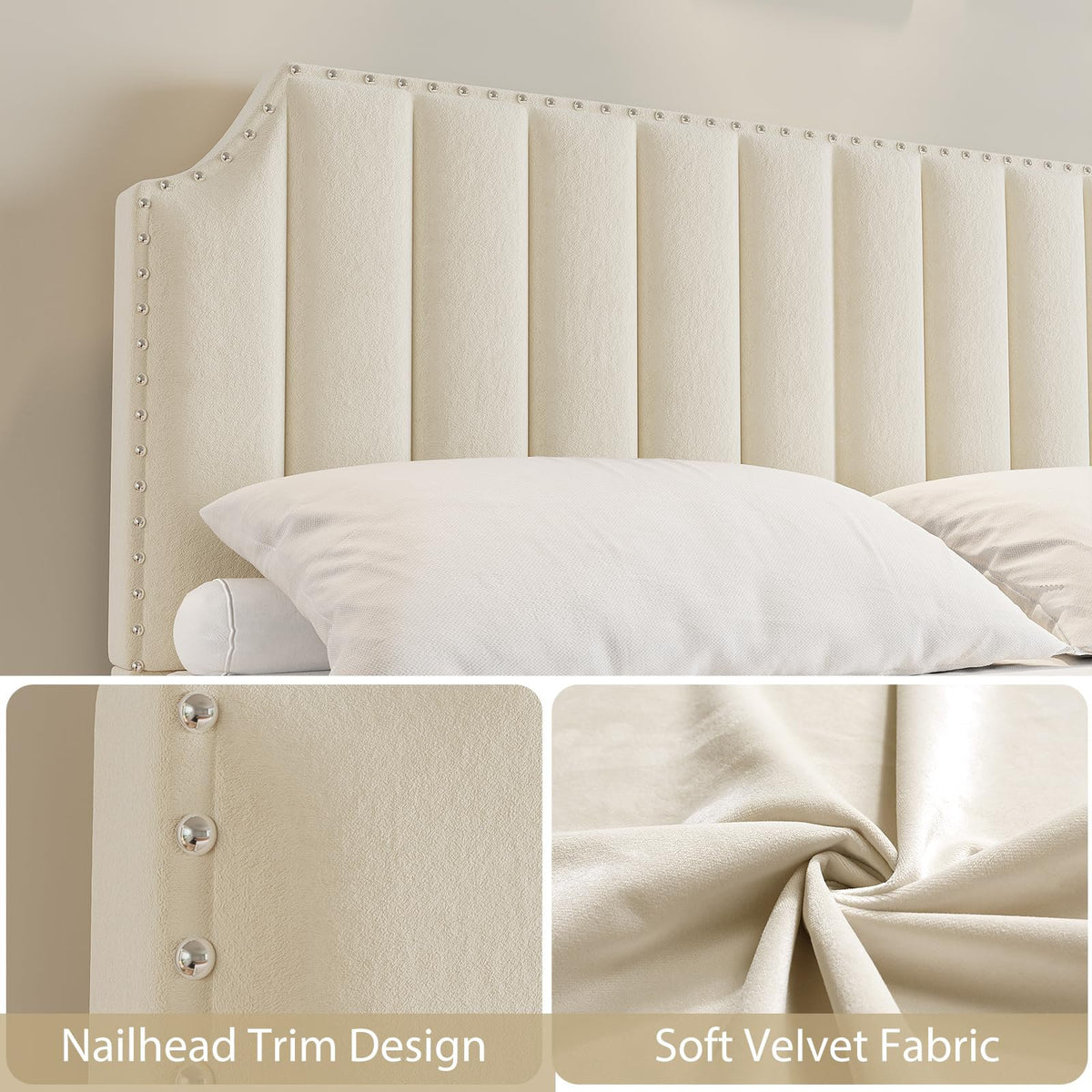 bed bed frame grey velvet queen bed frame 50 2 - Temu