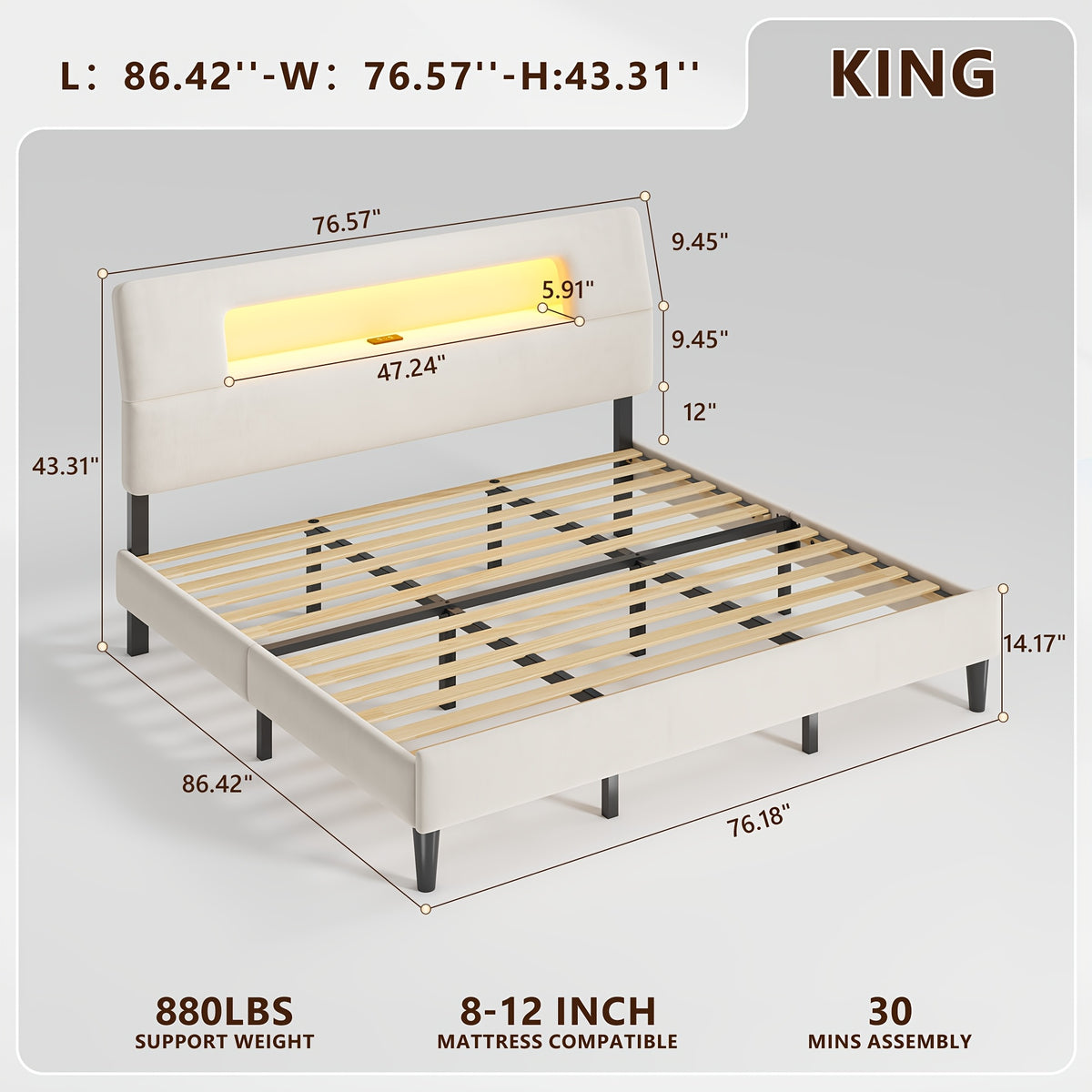 twin full queen king bed frame ergonomic storage headboard - Temu