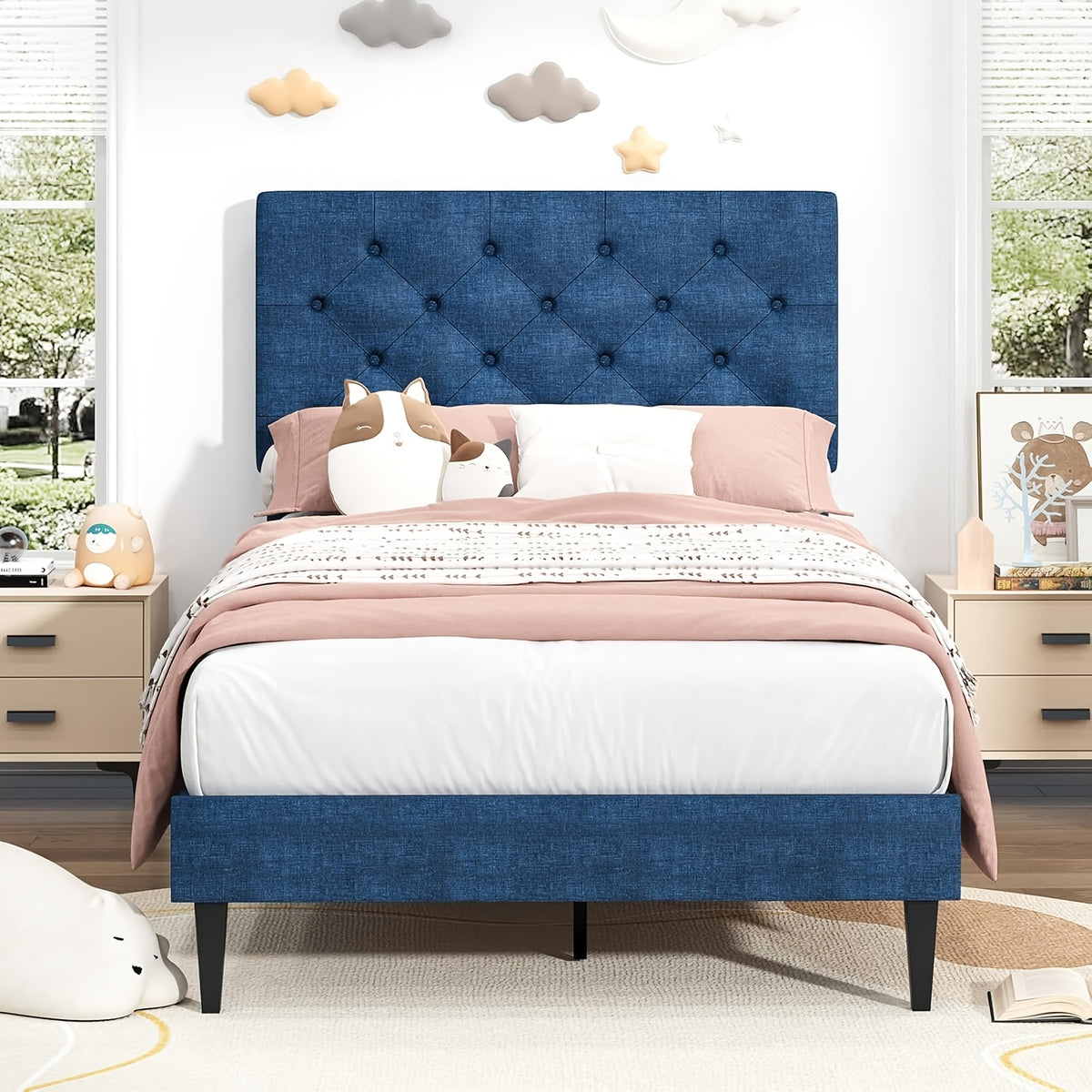 halloween twin full queen king bed frames upholstered - Temu