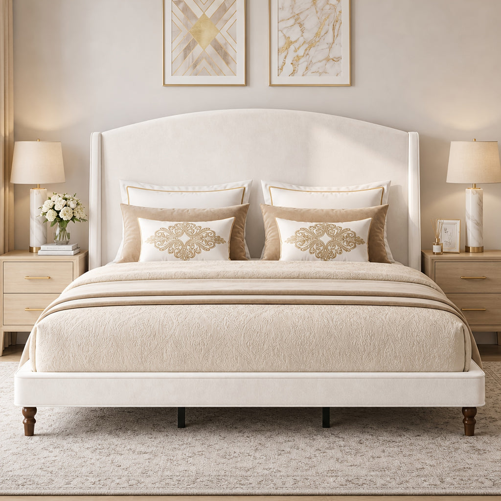 platform bed 51 2 tall wingback upholstered - Temu
