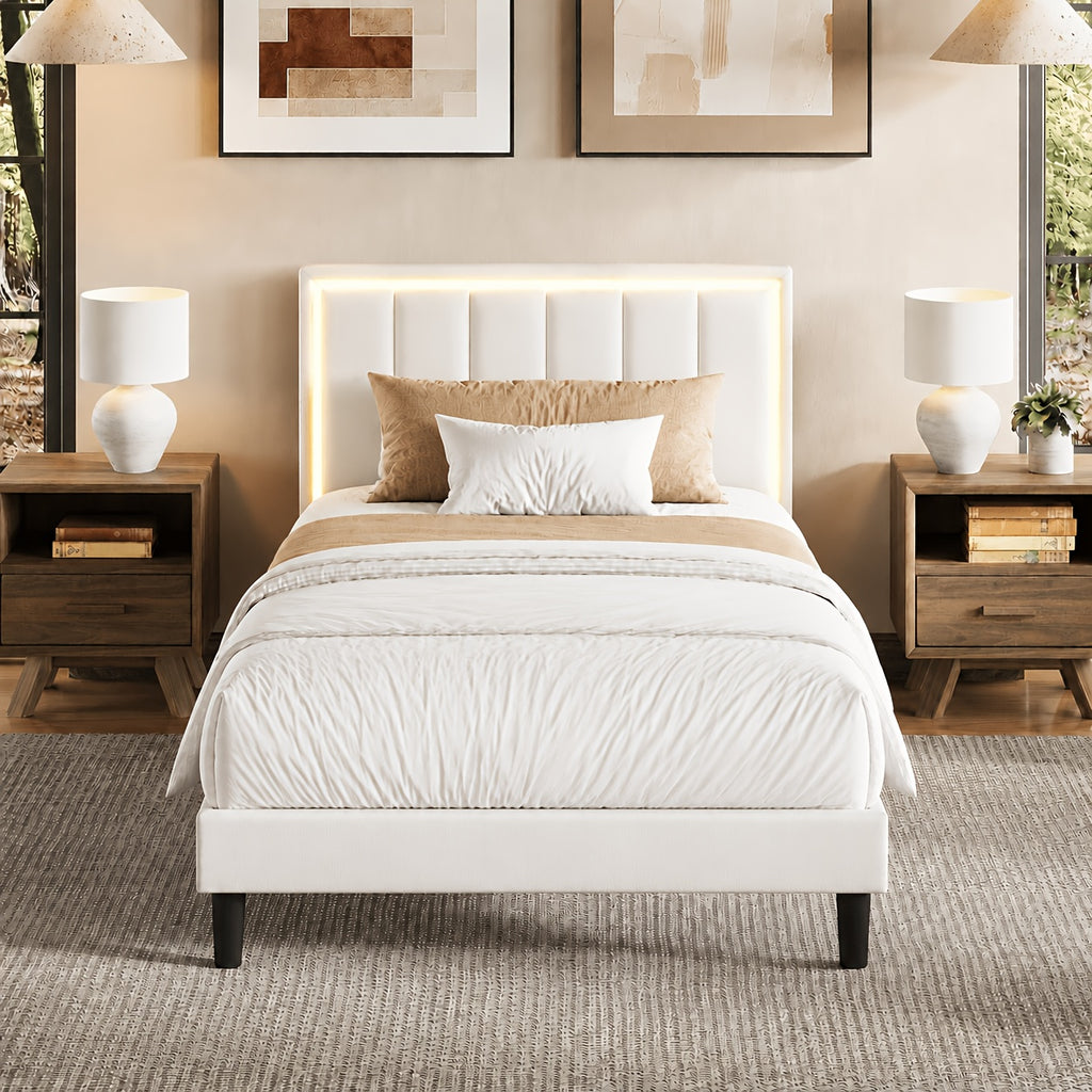 twin size bed frames pu leather metal twin bed frame - Temu