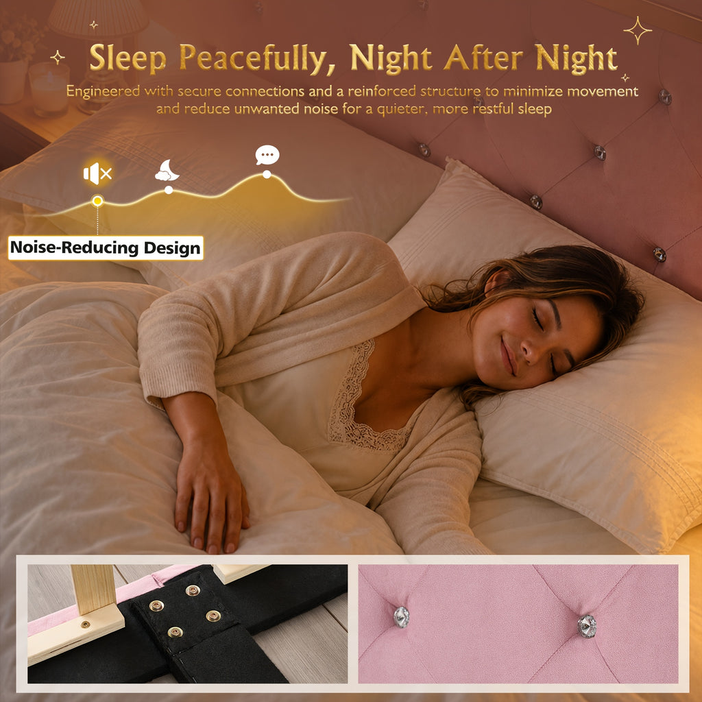 flannel upholstered platform bed frame integrated headboard - Temu