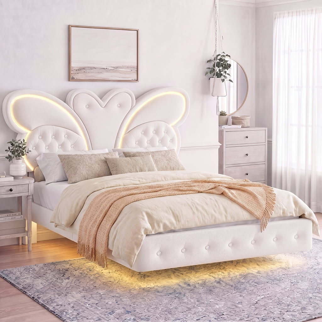 full size bed frame led headboard button tufted   - Temu