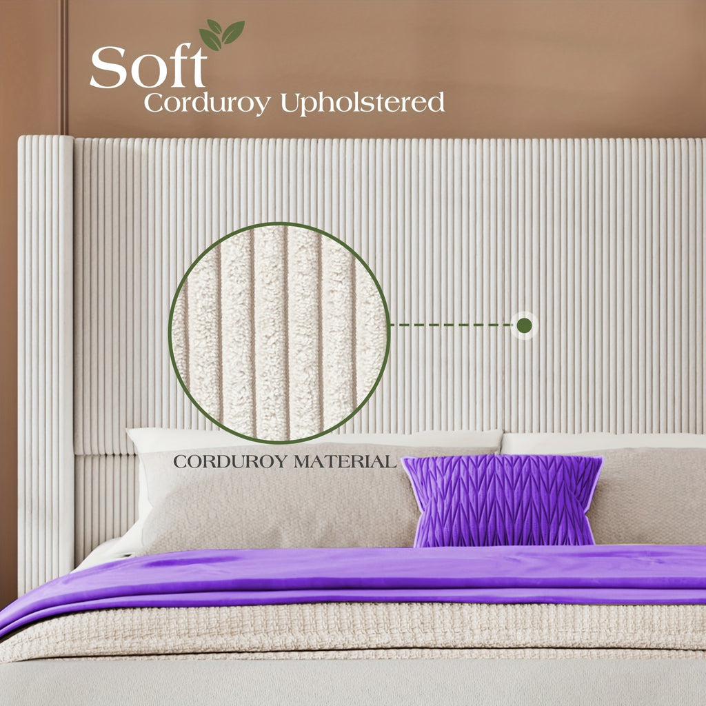 50 8 upholstered platform bed frame corduroy bed frame - Temu