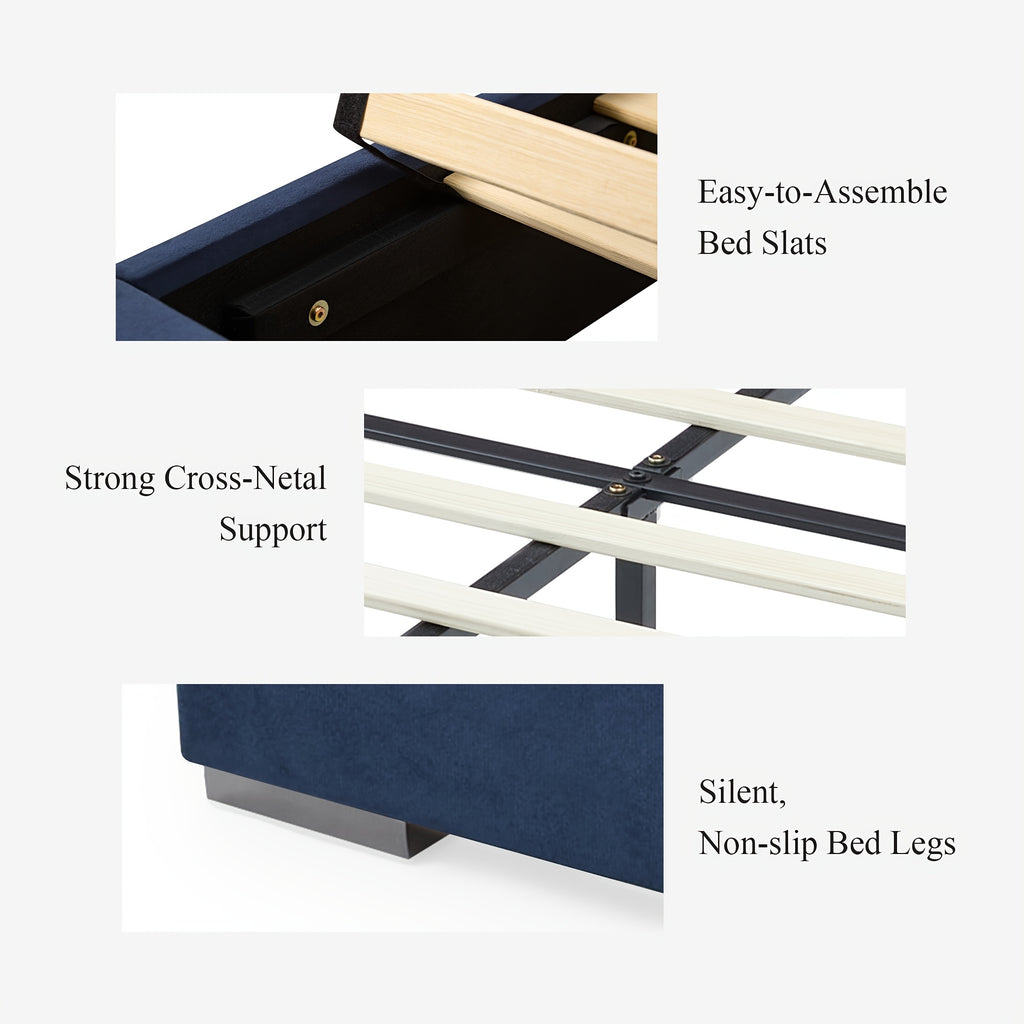 luxury king queen bed frame built in   lights - Temu