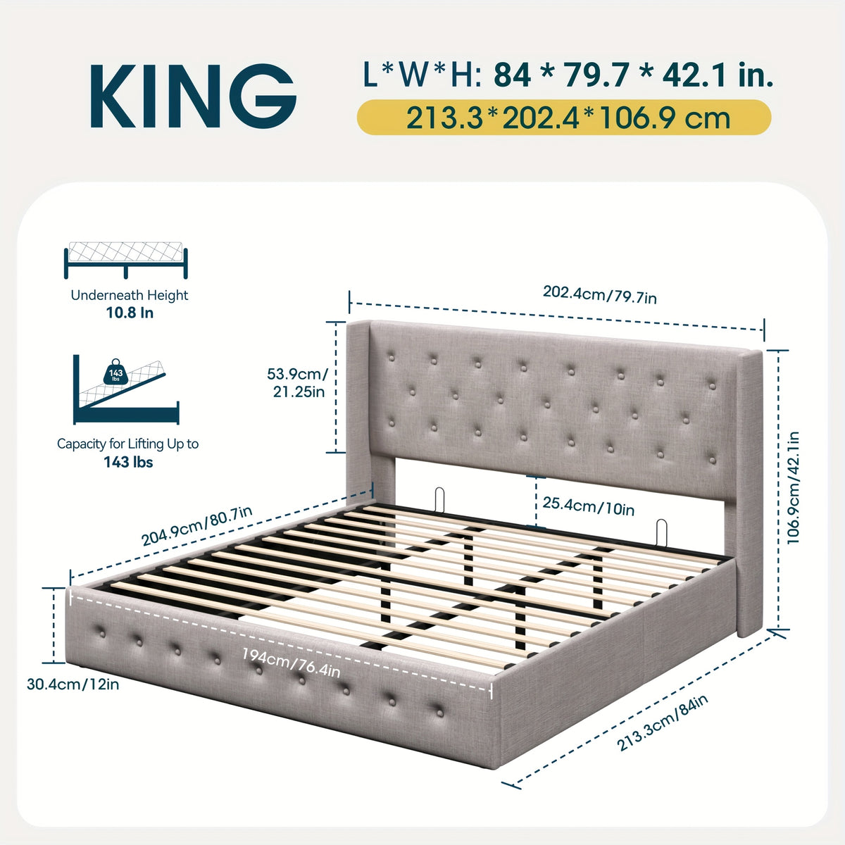 lift storage bed modern wingback upholstered - Temu