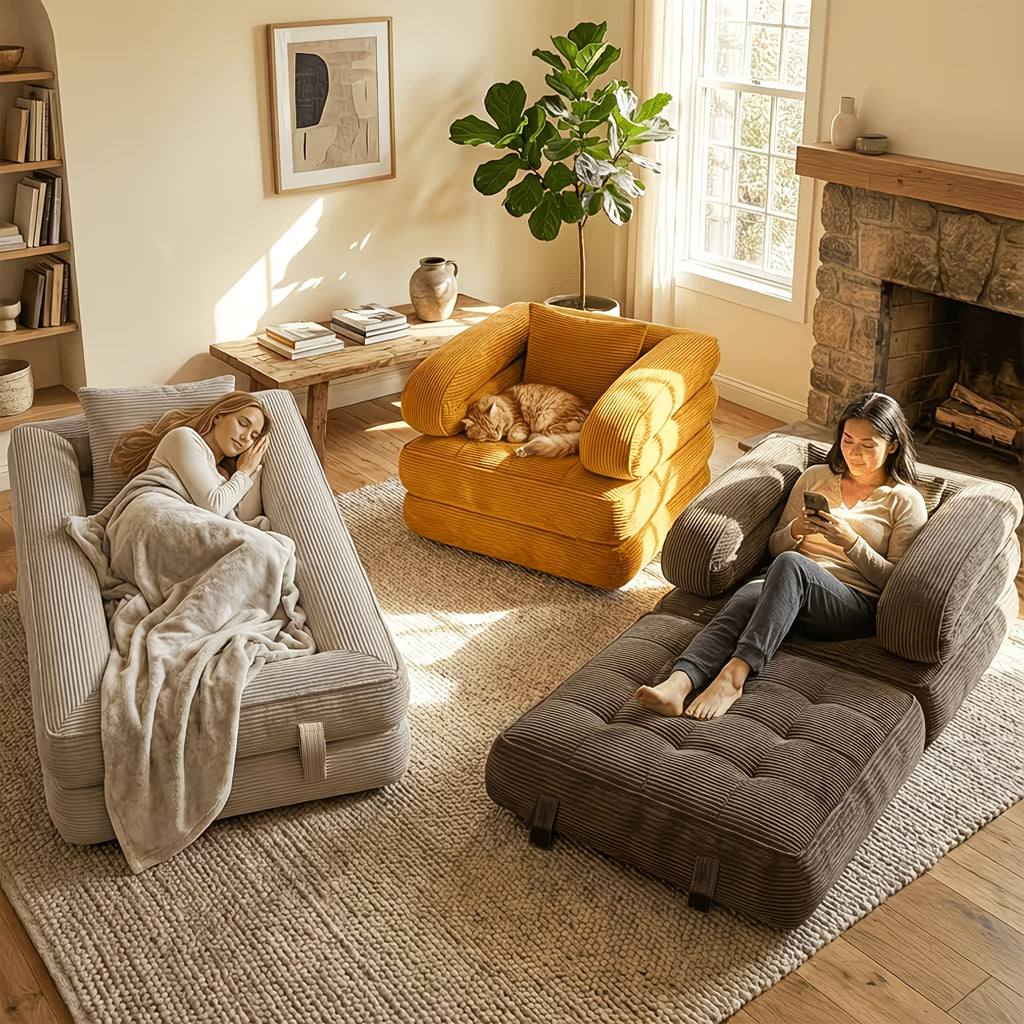 3 in 1 foldable lounge sofa a single chair bed backrest - Temu