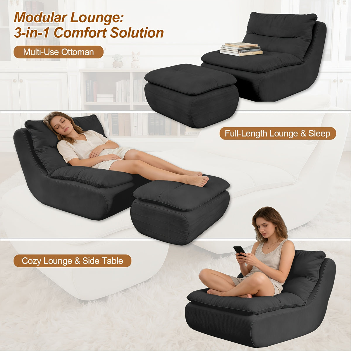 bean bag chair   large   memory foam floor sofa - Temu