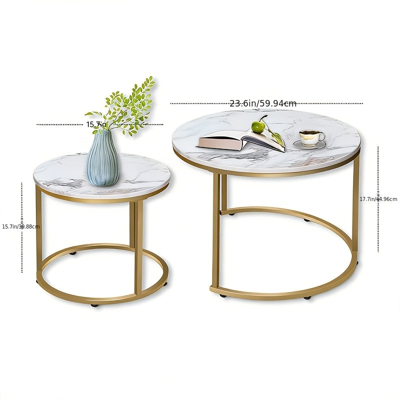 set two circular nesting tables featuring a white   - Temu