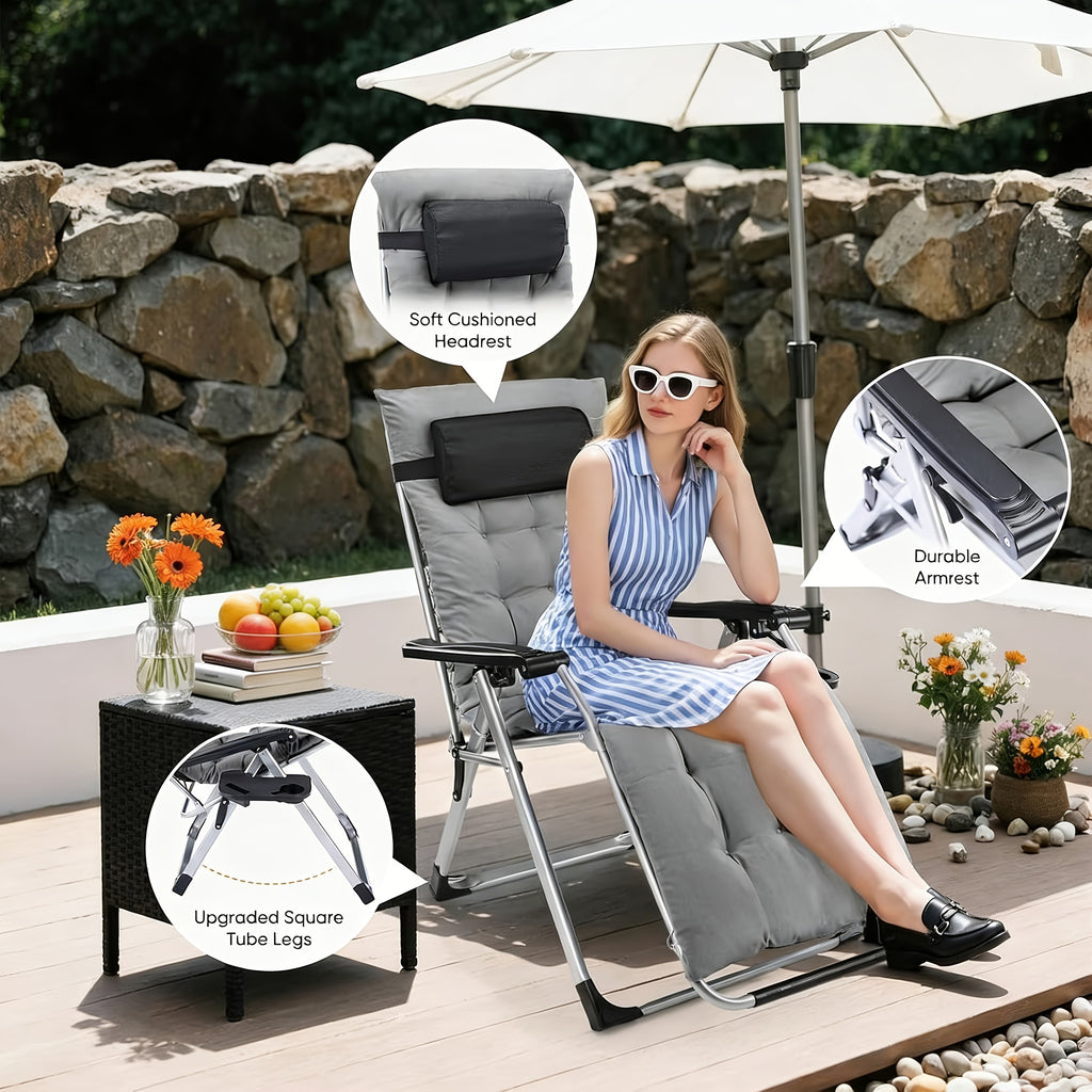 1pc zero gravity recliner foldable patio chair   cup - Temu