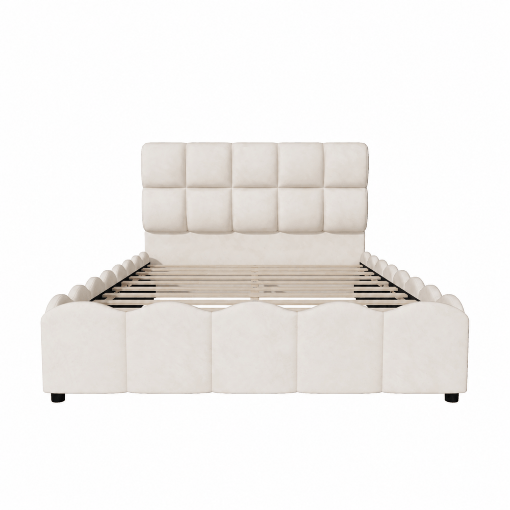 full size fully upholstered velvet platform bed frame tall - Temu