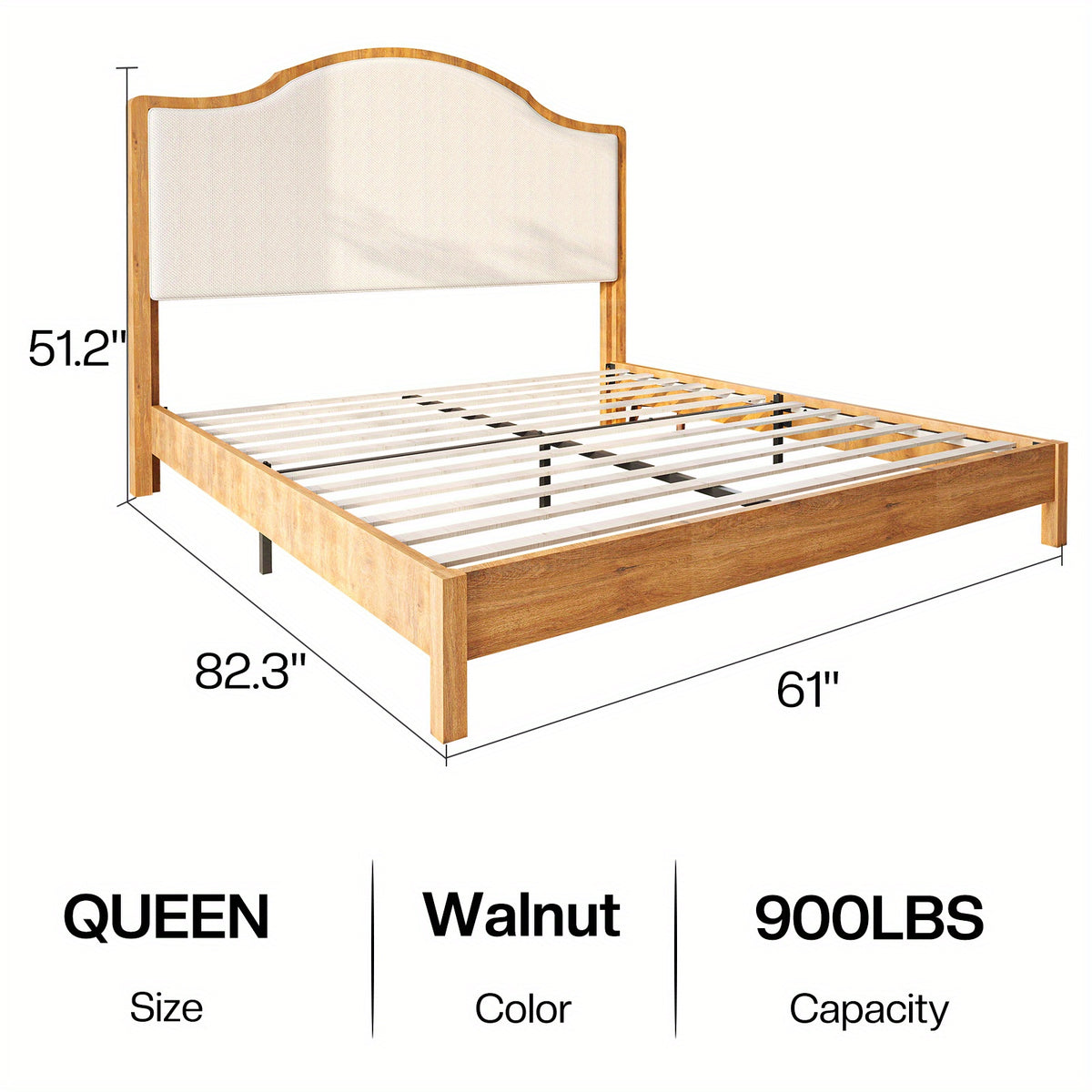 solid wood platform bed frame upholstered curved - Temu