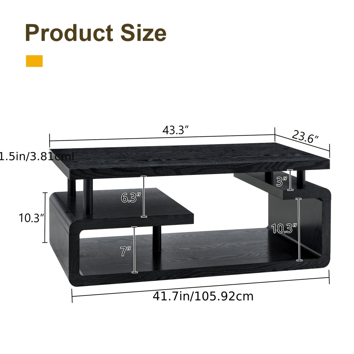 contemporary three tier mdf coffee table featuring a sleek - Temu