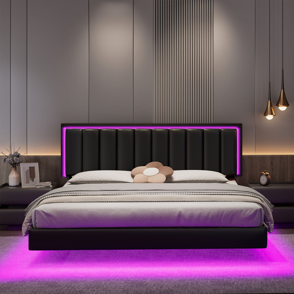 full queen king size floating bed frame led lights - Temu