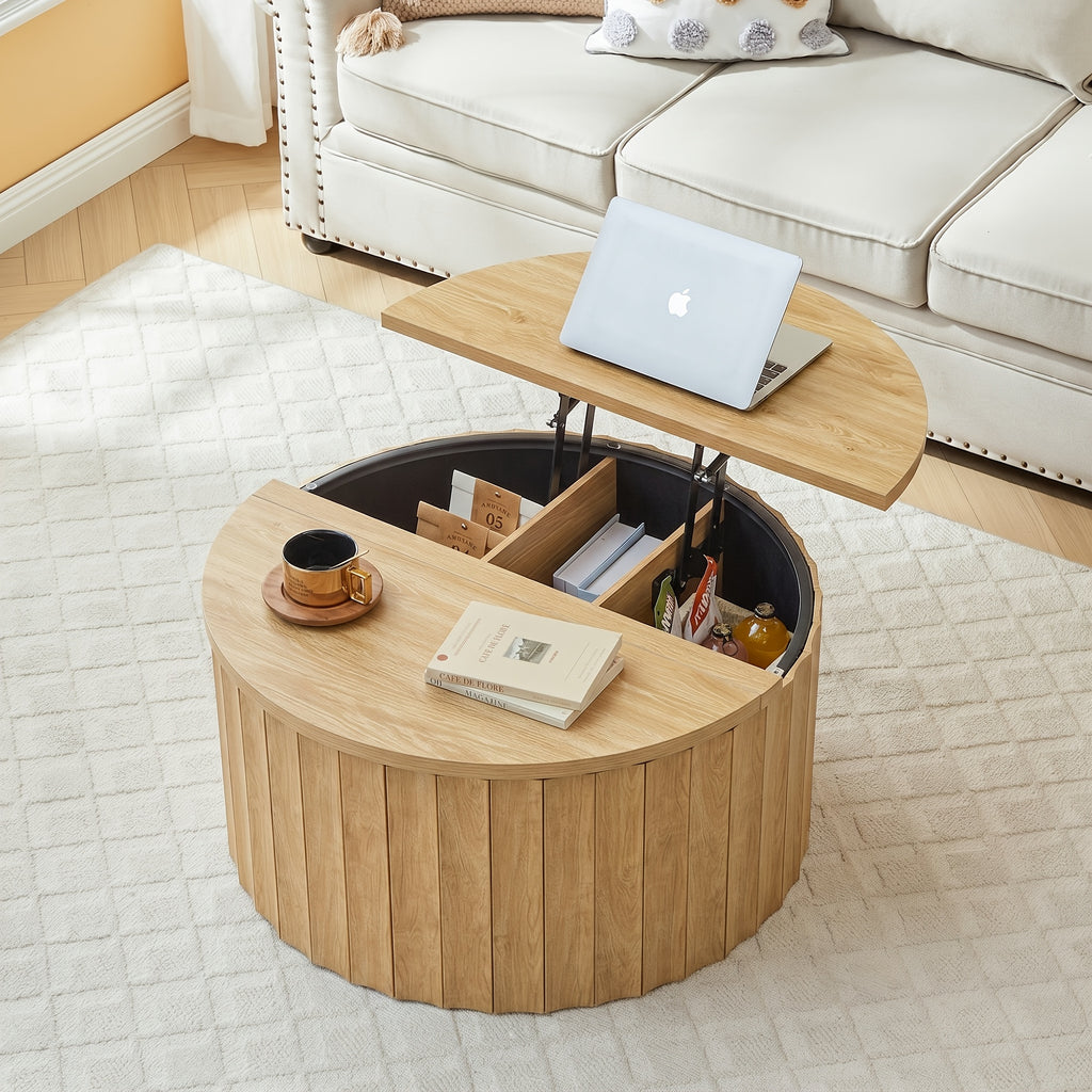 31 5   century modern fluted drum coffee table round lift - Temu