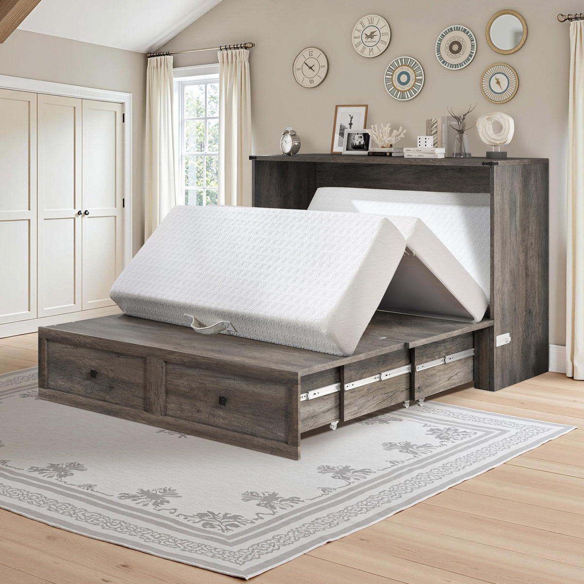 6 memory foam murphy bed wall bed storage drawer usb - Temu