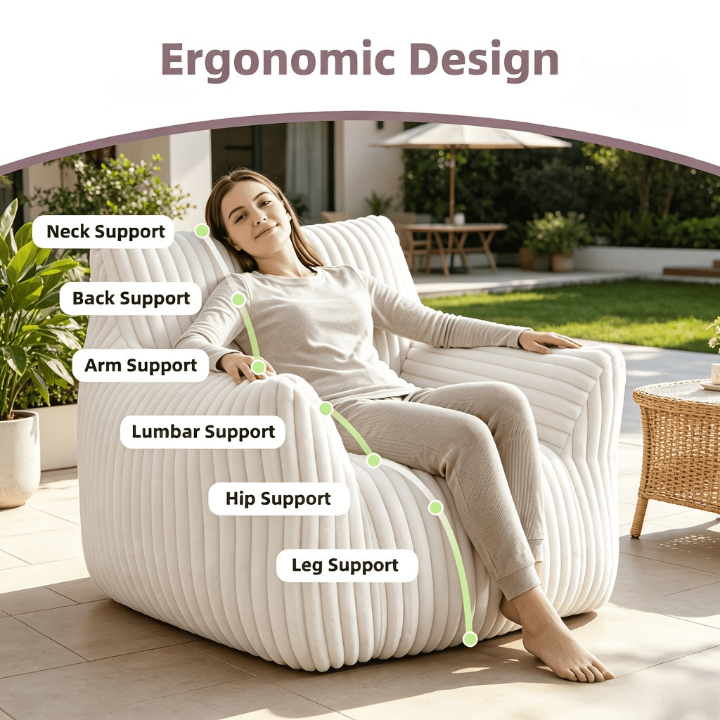 plush bean   chair cozy fluffy single   couch armrests - Temu