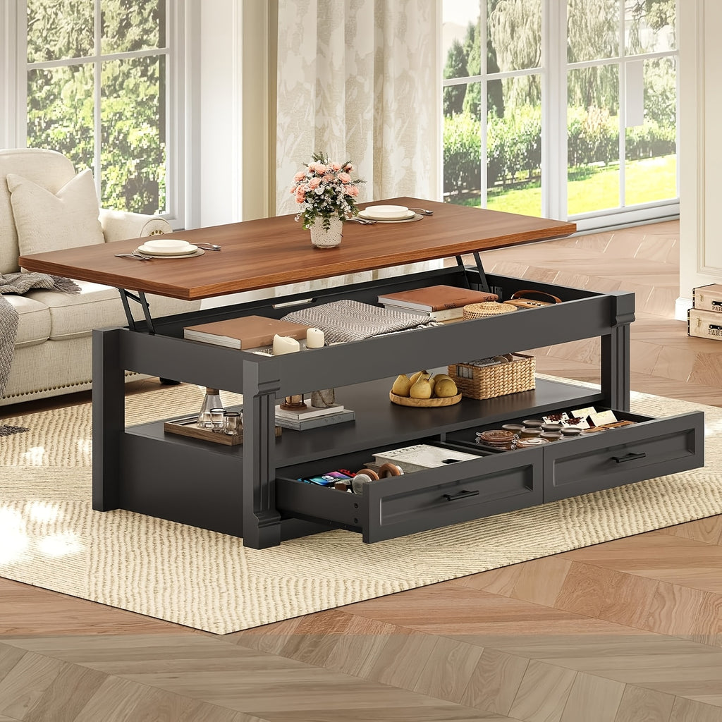 lift top coffee table 2 storage drawers hidden compartment - Temu