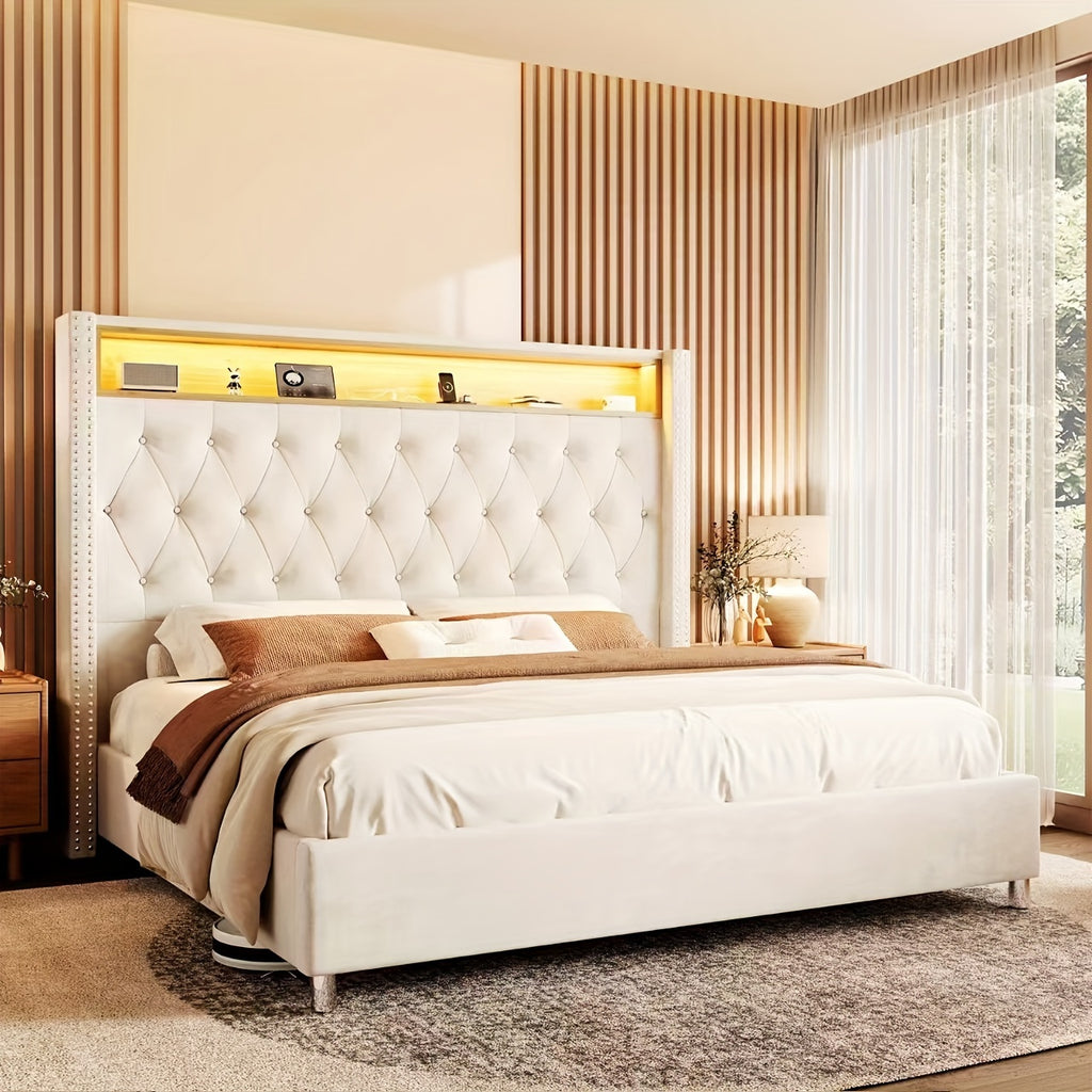upholstered bed frame deep button tufted bed frame - Temu